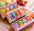 Cartoon eraser gift set with 12 themed pieces featuring cone, ice cream, donut and lollipop designs
