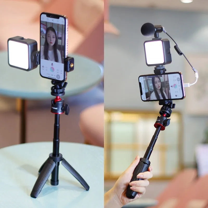 Combo 8 mobile phone vlog selfie stick with integrated fill light bracket and adjustable phone stand