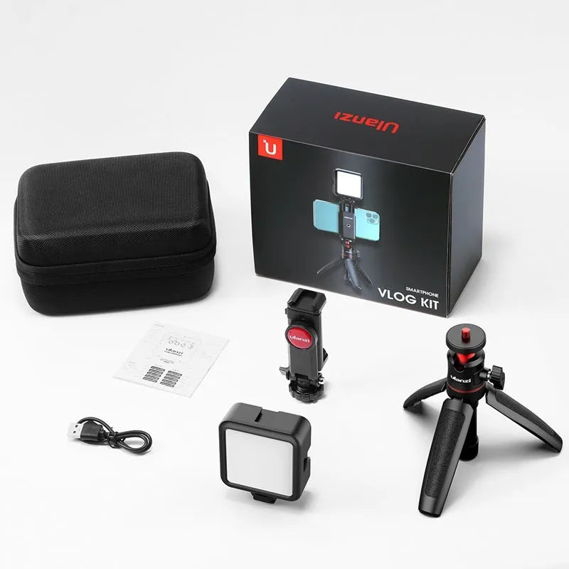Combo 8 mobile phone vlog selfie stick with integrated fill light bracket and adjustable phone stand