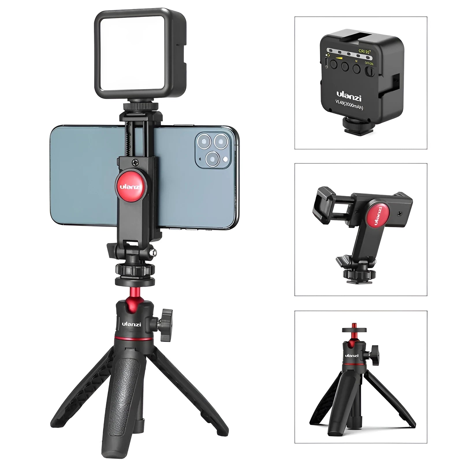 Combo 8 mobile phone vlog selfie stick with integrated fill light bracket and adjustable phone stand