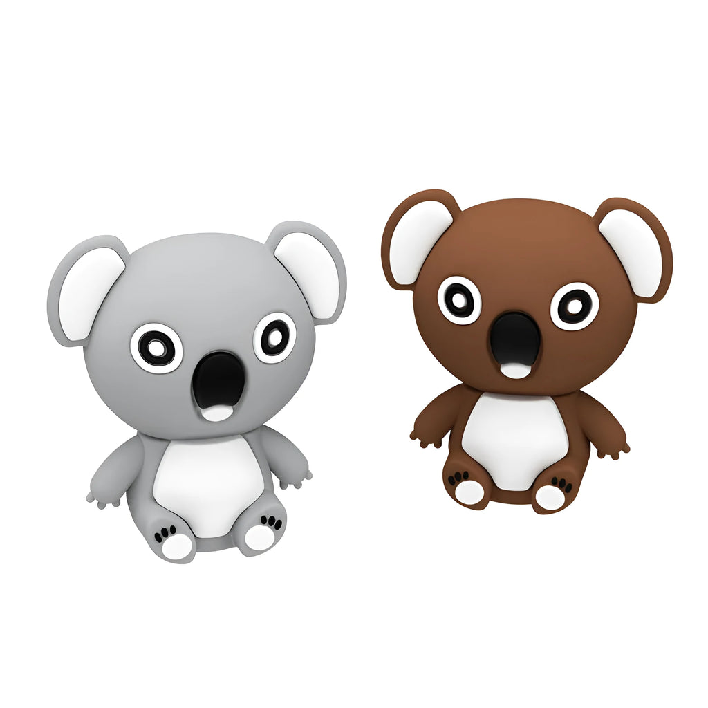 Cartoon koala silicone USB flash drive in brown or grey with USB 2.0 connector and indicator light