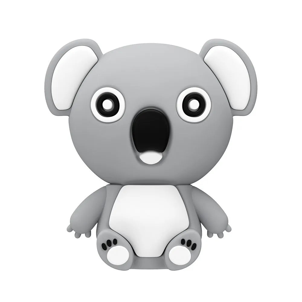 Cartoon koala silicone USB flash drive in brown or grey with USB 2.0 connector and indicator light