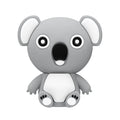 Cartoon koala silicone USB flash drive in brown or grey with USB 2.0 connector and indicator light