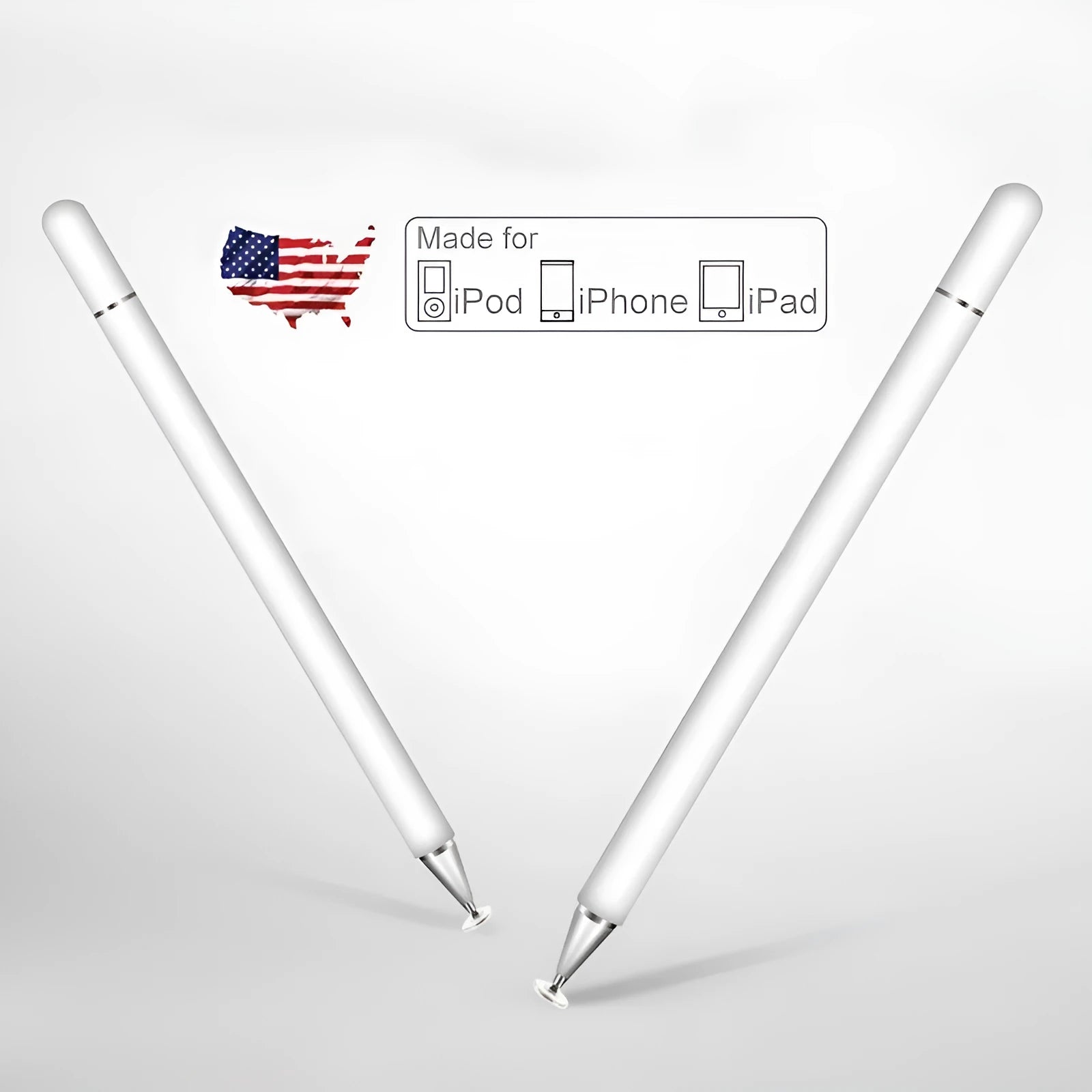 Black capacitive stylus with transparent disc tip and magnetic suction cup, compatible with Apple iPad.