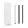 Black capacitive stylus with transparent disc tip and magnetic suction cup, compatible with Apple iPad.