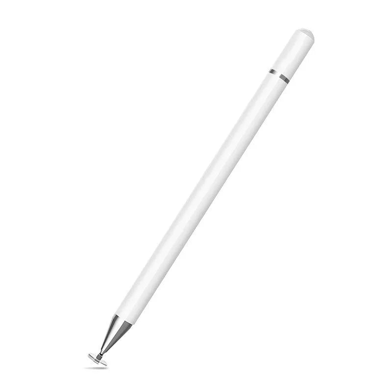 Black capacitive stylus with transparent disc tip and magnetic suction cup, compatible with Apple iPad.