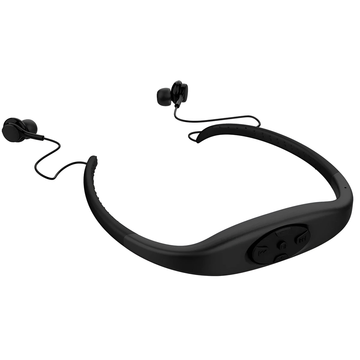 2in1 IPX8 waterproof Bluetooth earphone and MP3 player with neckband in black