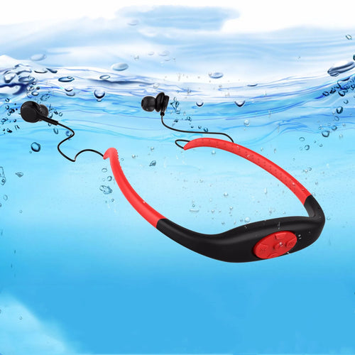 2in1 IPX8 waterproof Bluetooth earphone and MP3 player with neckband in black