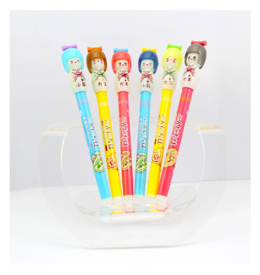 Brandi Japan Doll Gel Pen 0.38mm black with 152mm total length, pack of 3 pens