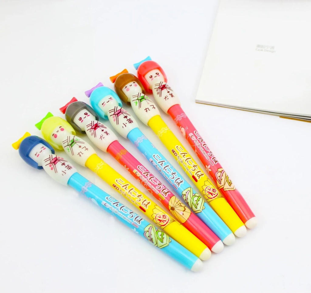 Brandi Japan Doll Gel Pen 0.38mm black with 152mm total length, pack of 3 pens