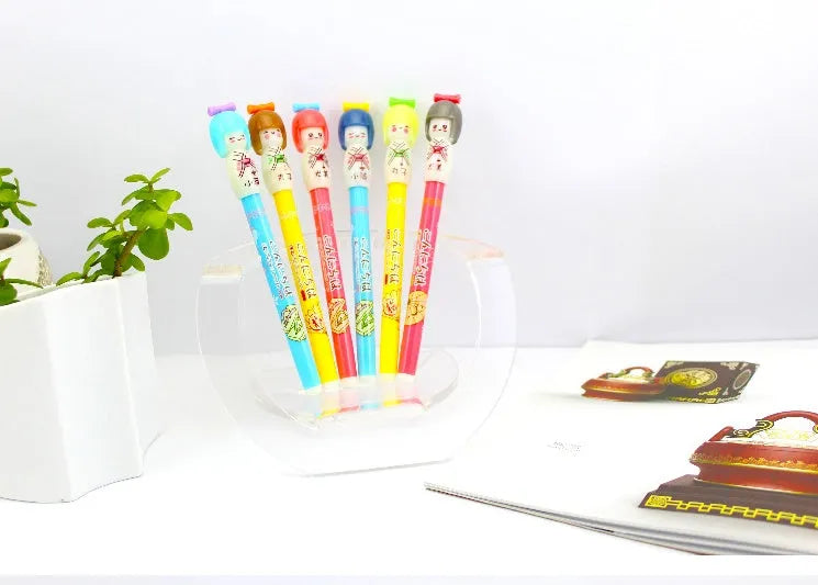 Brandi Japan Doll Gel Pen 0.38mm black with 152mm total length, pack of 3 pens