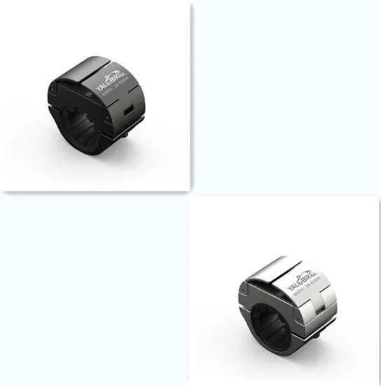 Folding bike phone mount in black, red, or silver, aluminium alloy with silicone sheets, one-hand operation, ring design