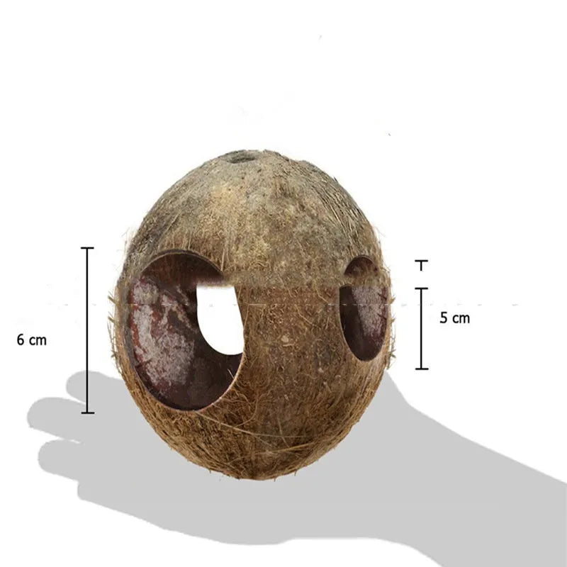 Brown coconut shell bird nest feeder, small hanging bird house, 12-16cm diameter, about 30cm height