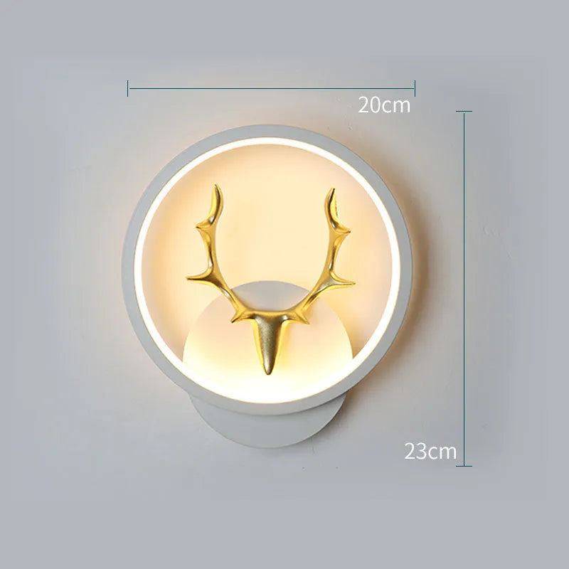 Art Deer Antler Wall Lamp with remote control and Nordic deer head design