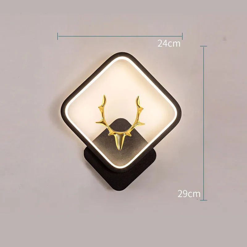 Art Deer Antler Wall Lamp with remote control and Nordic deer head design