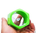 Yellow and green manual spiral vegetable cutter for slicing cucumbers, made from food-grade ABS plastic.