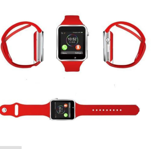 A1 model smart watch on wrist showing 1.54-inch display, available in black, silver, white, gold, pink, red, green, blue.