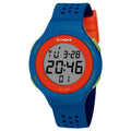 LED digital sports watch with luminous hands, 50m waterproof, on wrist showing black colour option.