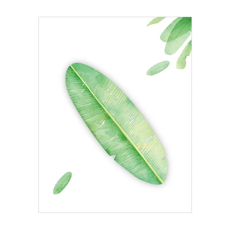 Pack of eight leaf-shaped sticky notes including ginkgo maple and water lily shapes
