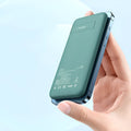Maiduo MagSafe magnetic power bank showing mint green colour with back clip and magnetic charging surface
