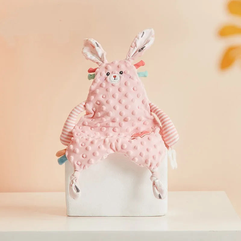 Baby comfort towel doll with bunny ears, 40cm short plush, PP cotton filling, in rabbit colour option