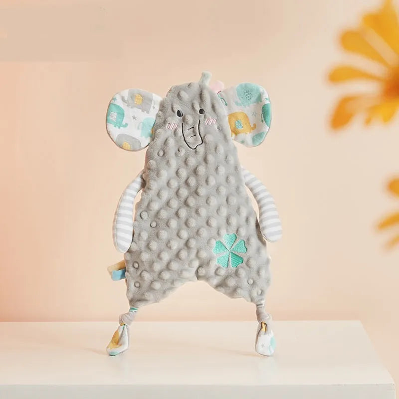Baby comfort towel doll with bunny ears, 40cm short plush, PP cotton filling, in rabbit colour option
