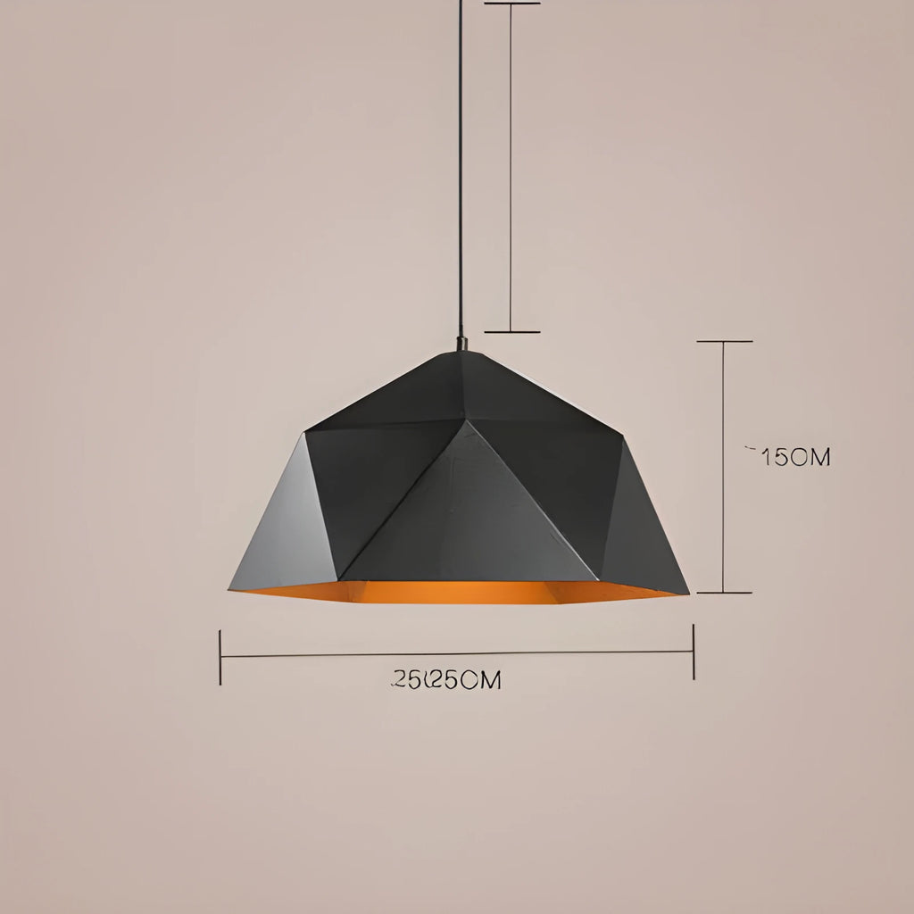 Nordic geometric single-head iron chandelier in black or white, 25cm diameter.