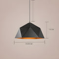 Nordic geometric single-head iron chandelier in black or white, 25cm diameter.