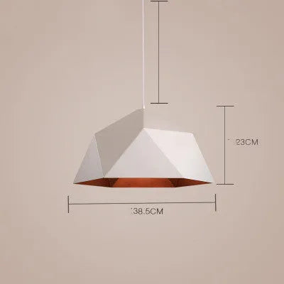 Nordic geometric single-head iron chandelier in black or white, 25cm diameter.