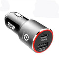 83W dual-port fast car charger with USB-C and QC3.0 ports for laptops and smartphones