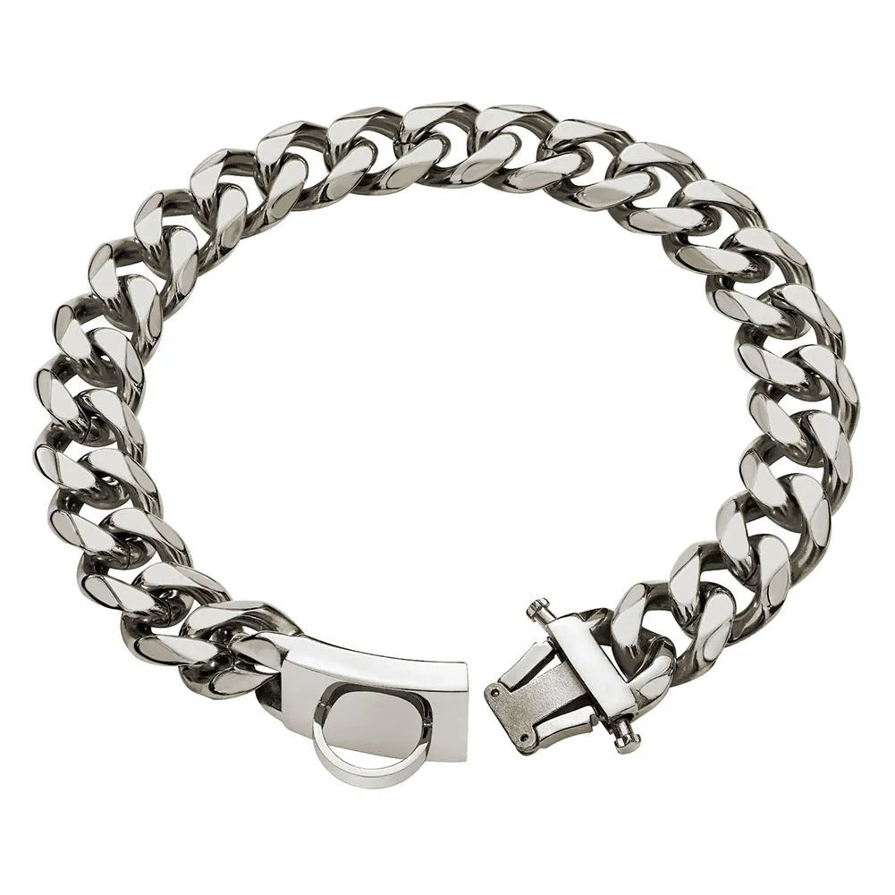Stainless steel dog collar anti-bite 19mm width for medium and large dogs black silver gold