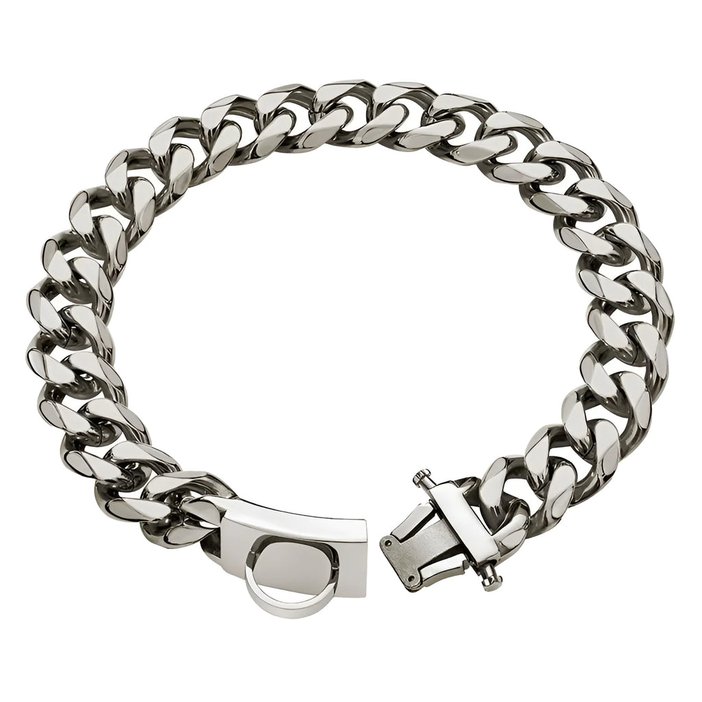 Stainless steel dog collar anti-bite 19mm width for medium and large dogs black silver gold