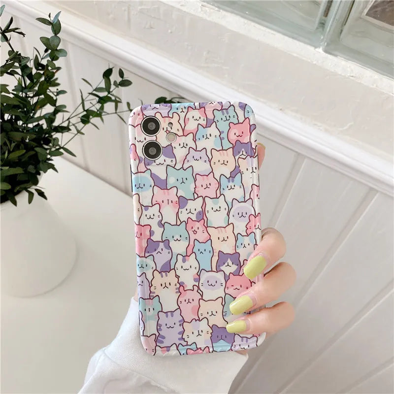 Colourful cartoon TPU protective case for iPhone mobile phones