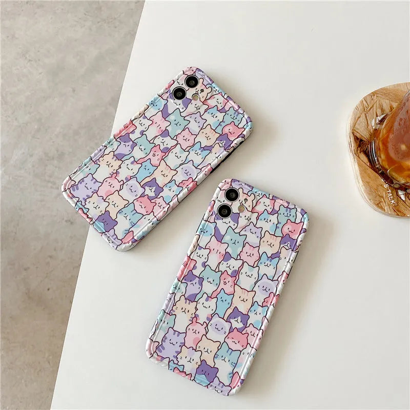 Colourful cartoon TPU protective case for iPhone mobile phones