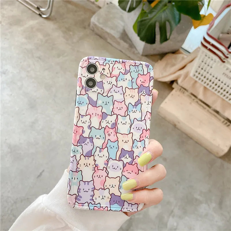 Colourful cartoon TPU protective case for iPhone mobile phones