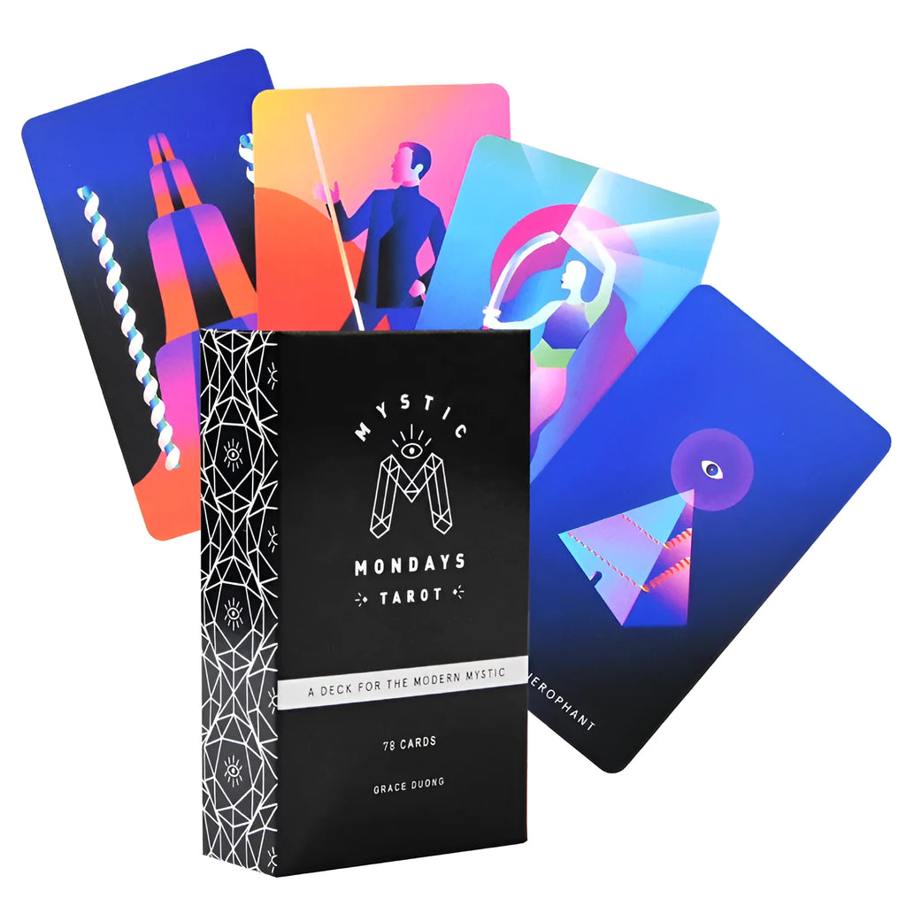 Mystic Mondays Tarot 78-card black coated paper deck for board game and parent-child card play