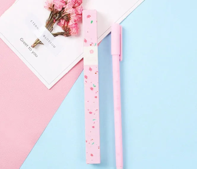 Creative neutral pen 17cm with fine stainless steel nib and individual box packaging, random colour.