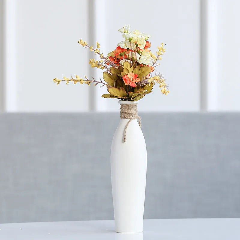 Medium ceramic countertop vase for artificial flowers and dried flowers in a simple modern style, single vase