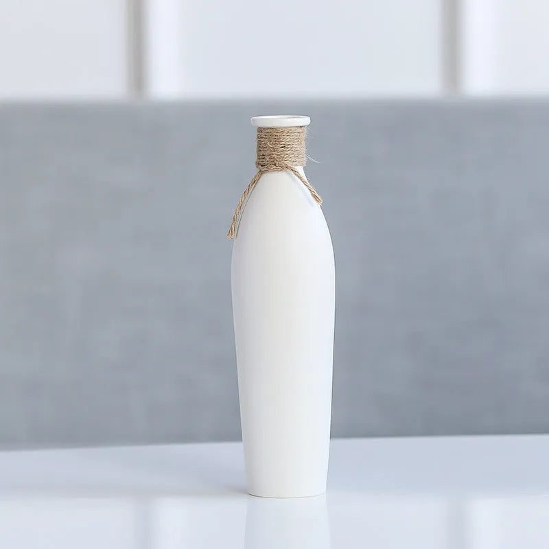 Medium ceramic countertop vase for artificial flowers and dried flowers in a simple modern style, single vase