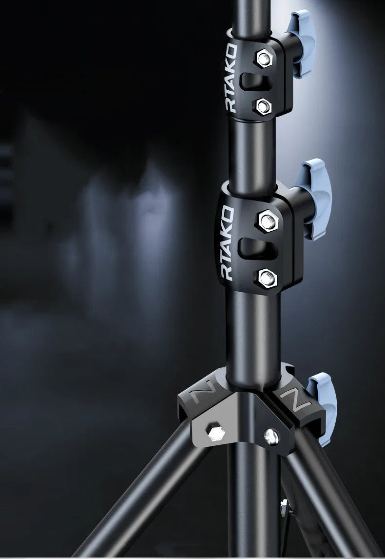 Carbon alloy phone tripod with LED ring light in three height options for iPhone live streaming