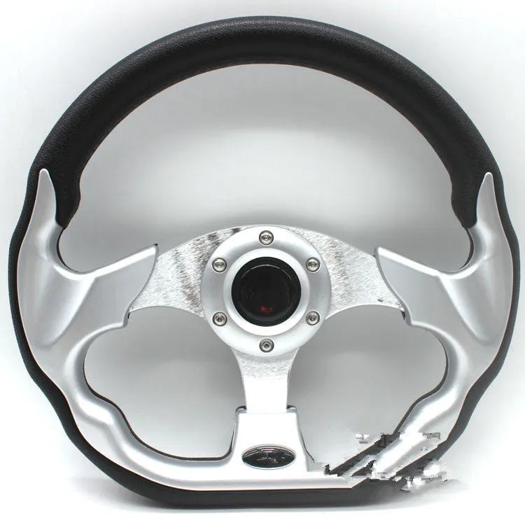 520mm PU racing steering wheel model 5156F in black, modified general fit for kart or sim-racing build