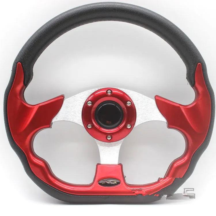 520mm PU racing steering wheel model 5156F in black, modified general fit for kart or sim-racing build