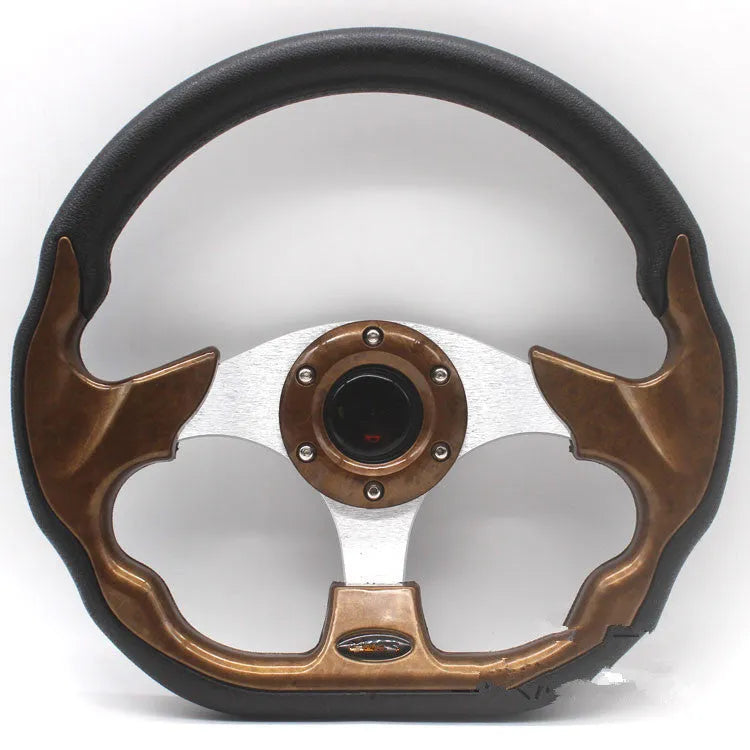 520mm PU racing steering wheel model 5156F in black, modified general fit for kart or sim-racing build