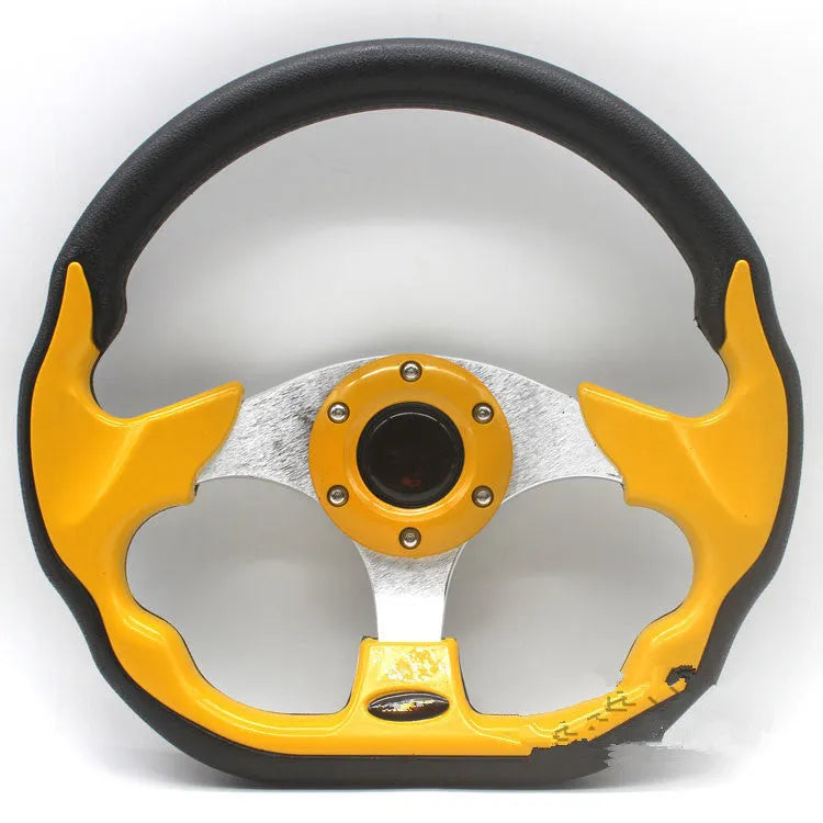 520mm PU racing steering wheel model 5156F in black, modified general fit for kart or sim-racing build