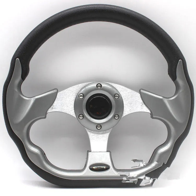 520mm PU racing steering wheel model 5156F in black, modified general fit for kart or sim-racing build