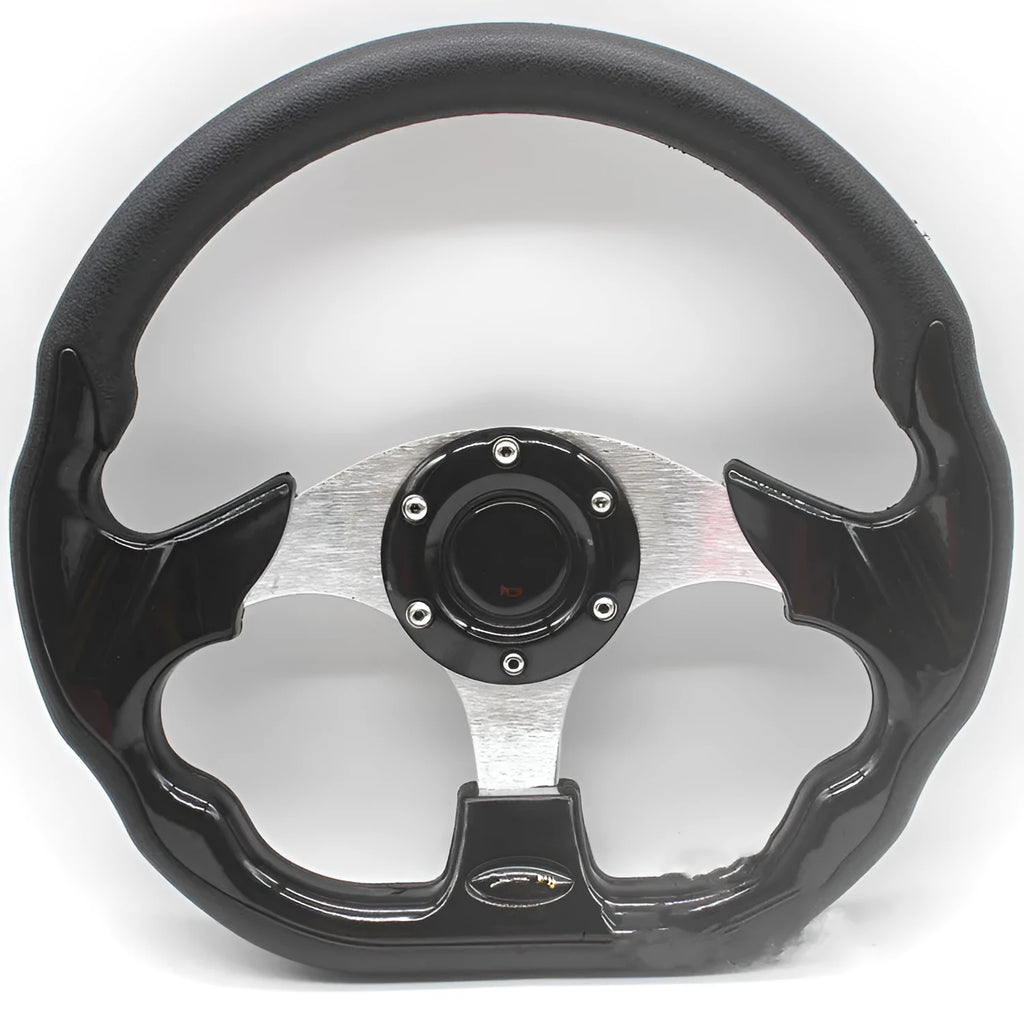 520mm PU racing steering wheel model 5156F in black, modified general fit for kart or sim-racing build