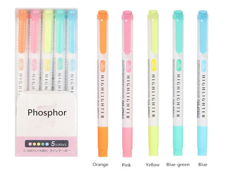 25 colour double head highlighter pen set with calm, light, warm, and fluorescent shades in boxed packaging