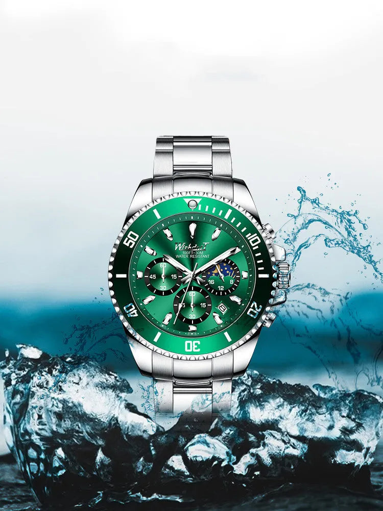 Green Water Monster Water Ghost men's 45mm automatic mechanical sports watch with stainless steel dial and alloy case