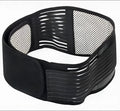 Self-heating magnetic waist protection belt in black or beige, adjustable for lumbar support.