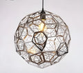 Stainless steel polyhedron diamond ball chandelier with geometric metal mesh shade in silver, titanium gold, or rose gold, 25cm or 30cm